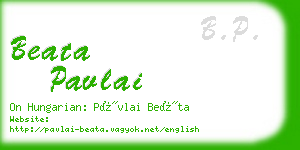 beata pavlai business card